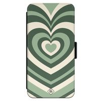 iPhone 13 Pro flipcase - Hart swirl groen - thumbnail