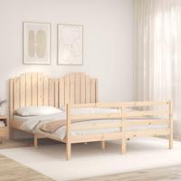 vidaXL Bedframe met hoofdbord massief hout 160x200 cm