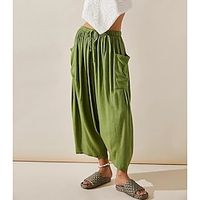Dames Grote maten Loungewear Broeken Heldere kleur Basic Casual Comfortabel Huis Dagelijks Vakantie Katoen Ademend Pantalon Zak Zomer Lente Zwart Blozend Roze Lightinthebox