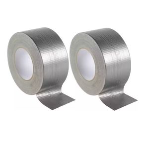 Duct tape/reparatietape - 2x - zilver - 50 meter x 48 mm - universele allestape