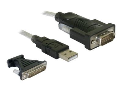 DeLOCK 61308 kabeladapter/verloopstukje USB 2.0 DB9-DB25 Zwart