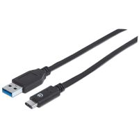 Manhattan USB-kabel USB 3.2 Gen1 (USB 3.0 / USB 3.1 Gen1) USB-A stekker, USB-C stekker 1.00 m Zwart UL gecertificeerd 353373