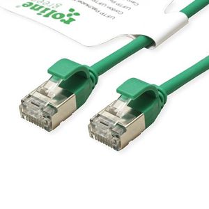 ROLINE GREEN F/UTP DataCenter Patchkabel Cat.6A (Class EA), LSOH, extra dun, groen, 1,5 m