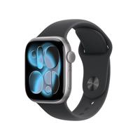 Apple Watch Series 11 GPS + Cellular 42 mm Smartwatch met kast van spacegrijs aluminium, zwart sportbandje (S/M) Slaapscore, conditie bijhouden, gezondheid monitoren, Always‑On display, waterbestendig
