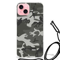 iPhone 15 Plus Doorzichtige Silicone Hoesje Army Light - thumbnail