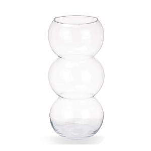 Bloemenvaas bol - transparant glas - D17 x H36 cm - 3-voudige bol vaas - boeketvaas