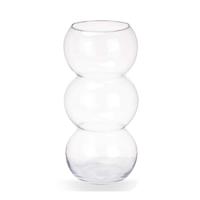 Bloemenvaas bol - transparant glas - D17 x H36 cm - 3-voudige bol vaas - boeketvaas