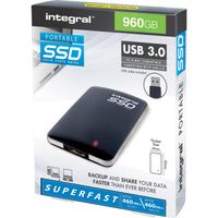 Integral draagbare SSD harde schijf, 960 GB, zwart