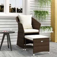 2-delige Loungeset met kussens poly rattan bruin - thumbnail