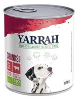 Yarrah Brokjes kip, rundvlees, brandnetel, tomaat 820 g biologisch hondenvoer, verpakking van 6 stuks (6 x 0,82 kg)
