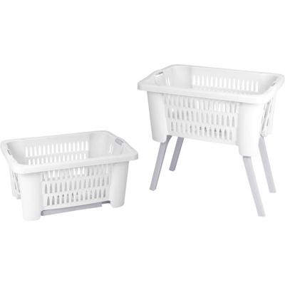 Wasmand met poten - uitklapbaar - kunststof - wit