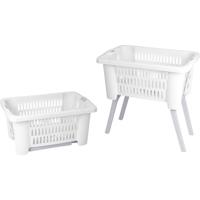 Wasmand met poten - uitklapbaar - kunststof - wit