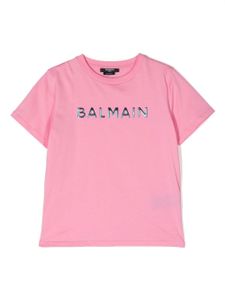 Balmain Kids t-shirt à logo imprimé - Rose