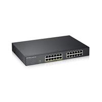 Zyxel 24-poorts Gigabit PoE-switch | Smart managed | Rekmontage | 12 PoE+-poorten met 130 Watt totaal vermogen en 2 SFP-poorten | VLAN, IGMP, QoS| Levenslange garantie [GS1900-24EP]