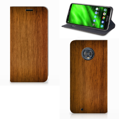 Motorola Moto G6 Book Wallet Case Donker Hout
