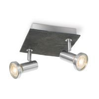 Light depot - LED opbouwspot Stone 2 lichts - 16,5 cm - mat staal - Outlet