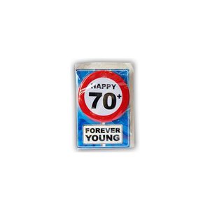 Happy Birthday kaart met button 70 jaar