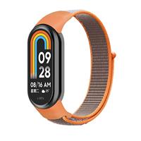 By Qubix - Sport loop nylon bandje - Oranje met grijs - Compatible met Xiaomi Smart Band 8 & 9 - Compatible Xiaomi bandje