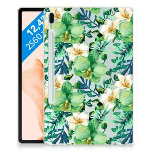 Samsung Galaxy Tab S7FE Siliconen Hoesje Orchidee Groen