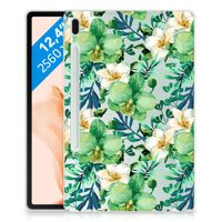 Samsung Galaxy Tab S7FE Siliconen Hoesje Orchidee Groen - thumbnail