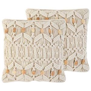 Beliani - NICAEA - Sierkussen set van 2 - Beige - 45 x 45 cm - Katoen