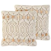 Beliani - NICAEA - Sierkussen set van 2 - Beige - 45 x 45 cm - Katoen