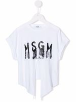 MSGM Kids t-shirt asymétrique à logo imprimé - Blanc