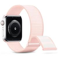 By Qubix - Nylon sport loop band - Lichtroze - Extra sterke klittenbandsluiting - Compatible met Apple Watch 38mm / 40mm / 41mm / 42mm - Compatible