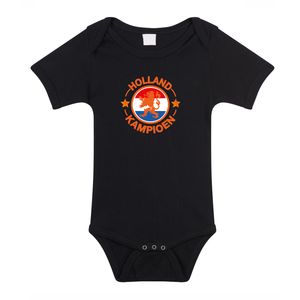 Holland kampioen met leeuw zwarte romper Holland / Nederland supporter EK/ WK voor babys