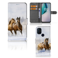 OnePlus Nord N10 Telefoonhoesje met Pasjes Paarden