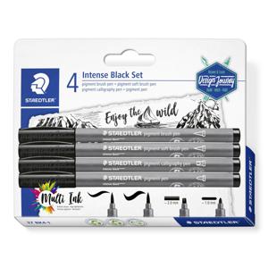 Staedtler Viltstift Intense Black 37 BK4-1 Zwart 1 mm, 2 mm 4 stuk(s)