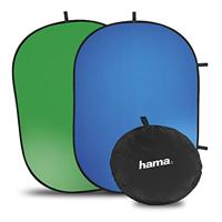 Hama Greenscreen opvouwbaar 2-in-1 (vouwachtergrond, afmeting 150 x 200 cm, groen-scherm, tweekleurig van katoen, foto-achtergrond met draagtas) groen/blauw