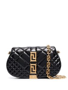 Versace sac porté épaule Greca Goddess à design matelassé - Noir