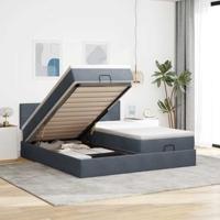 vidaXL Ottoman bed met matrassen en LED's 180x200cm fluweel donkergrijs, bedframe, ottoman bedframe, bedframe met opbergruimte onder het bed