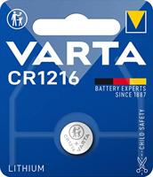 Varta CR1216 batterijen, Lithium knoopcel verpakking met 1 knoopcel in originele blisterverpakking, 1 stuks