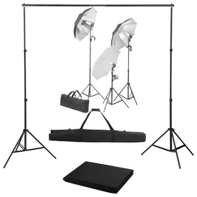 vidaXL Fotostudioset met verlichtingsset en achtergrond vidaXL Fotostudioset met verlichtingsset en achtergrond