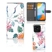 Xiaomi Redmi 10C Telefoonhoesje met Pasjes Bird Flowers