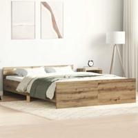 vidaXL Bedframe zonder matras spaanplaat artisanaal eikenkleurig, slaapkamer meubels, bed bodem, tweepersoonsbed, bed, bedstee