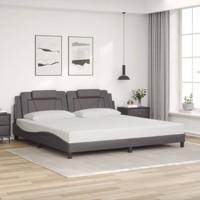 vidaXL Bedframe met hoofdbord kunstleer grijs 200x200 cm, bed, bed ombouw, tweepersoonsbed, bedbodem, slaapkamermeubel, 2 persoonsbed, logeerbed