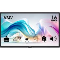 MSI Pro MP165 E6 draagbaar display 15,6 inch Full HD – IPS-paneel 1920 x 1080, 60 Hz, 4 ms, luidsprekers en geïntegreerde microfoon, HDMI 2.0b, USB Type-C (PD 15W), VESA-compatibel, zwart