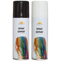 Carnaval verkleed haar verf/spray - zwart en wit - spuitbus - 125 ml - thumbnail