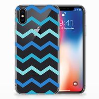 Apple iPhone X | Xs TPU bumper Zigzag Blauw - thumbnail