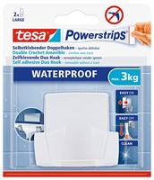 tesa Powerstrips Waterproof Zelfklevende Duo Haken, draagkracht tot 3 kg, verwijderbaar