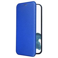 iPhone 14 Pro Flip Case - Koolstofvezel - Blauw - thumbnail