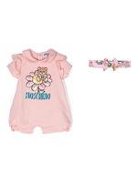 Moschino Kids grenouillère ornée de sequins à logo imprimé - Rose