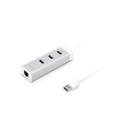 Macally U3HUBGBA aluminium 3 poorts USB 3.0 hub met Gigabit Ethernet adapter