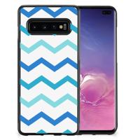 Samsung Galaxy S10+ Bumper Case Zigzag Blauw