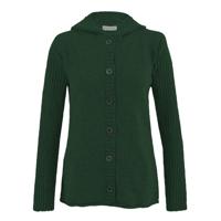 Gebreid wollen vest met capuchon en knopen, olijfgroen 36