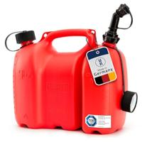 hünersdorff PROFI dubbele jerrycan/combi-jerrycan voor brandstof en olie met kinderbeveiliging en uitloopbuis, 6 + 3 liter, rood, VN-goedkeuring, Made in Germany
