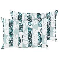 Beliani-TERMINI-Tuinkussen set van 2-Groen-40 x 60 cm-Polyester